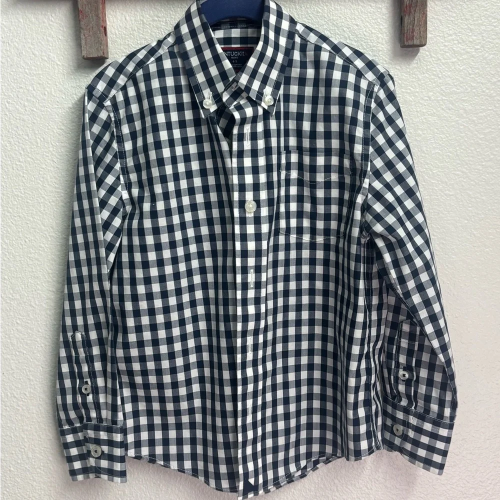 UNTUCKit Navy and White Plaid Shirt‎